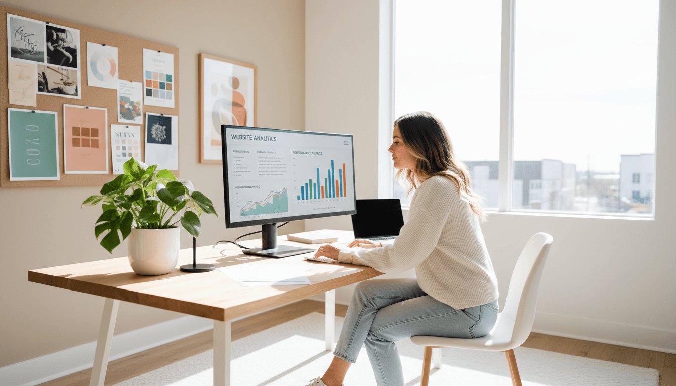 Modern office space with a young marketing professional