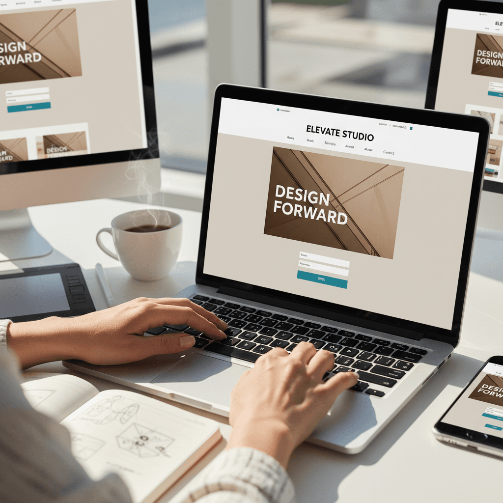 Designer working on responsive website layout