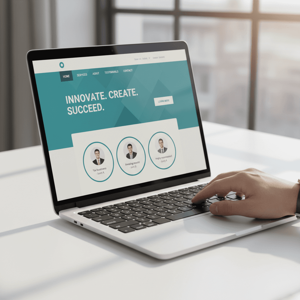Professional business website displayed on laptop screen