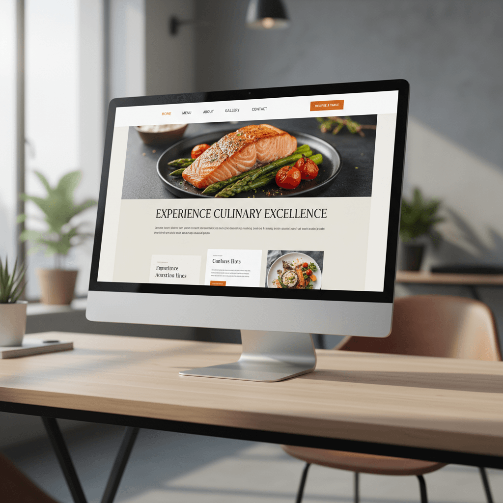 Professional restaurant website design on desktop