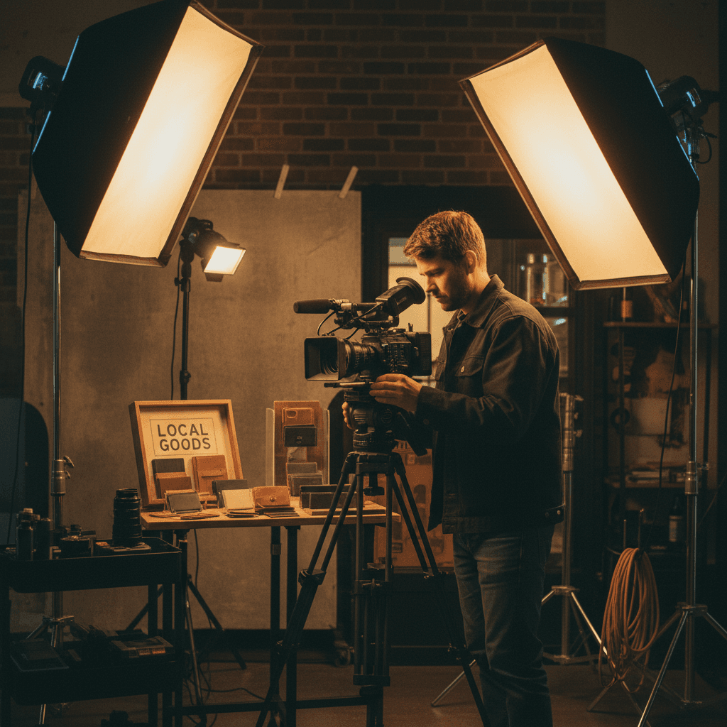 Professional videographer filming content for marketing