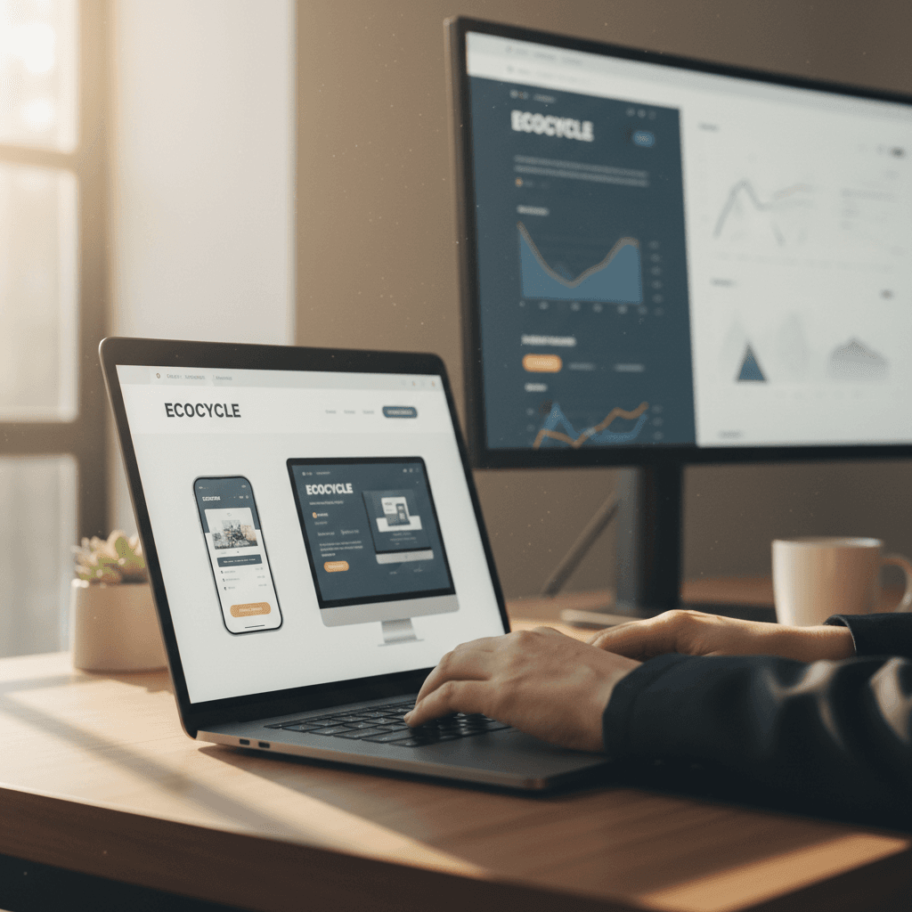 Web designer working on responsive website design